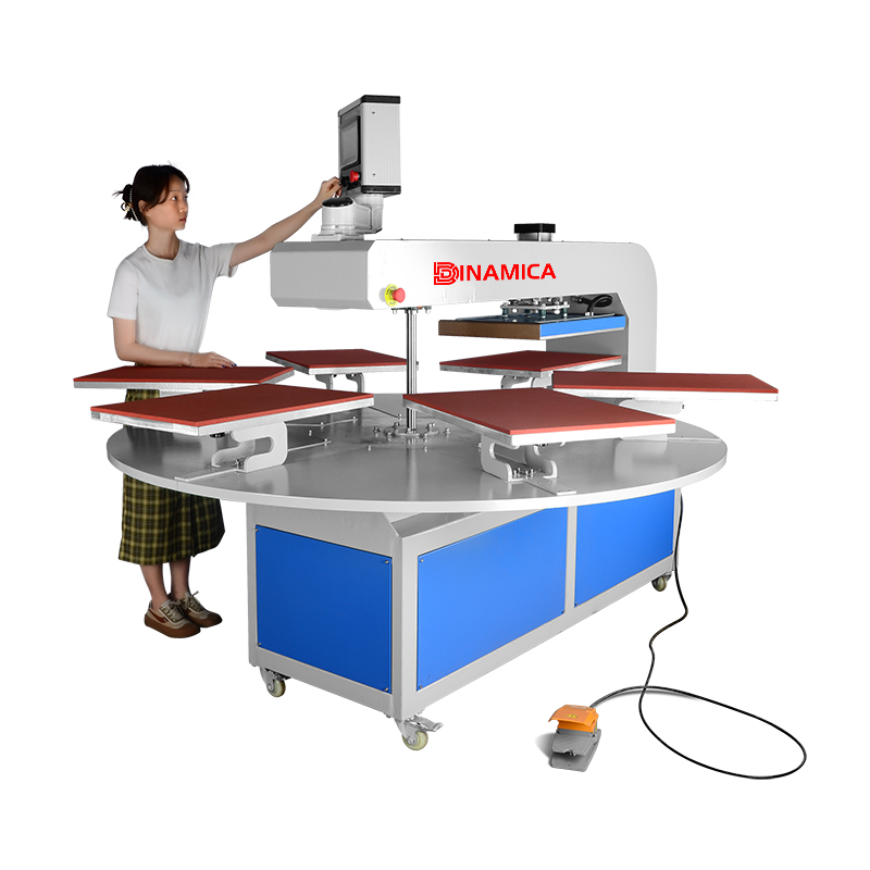 Fully automatic turntable pneumatic six-station heat press machine